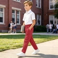 thumbnail image 6 of JUMEYU School Pants for Boys Uniform Casual Pull On Trousers with Side Pockets Straight Leg Relaxed Fit Pant 3T-9T (Wine,6T 7T), 6 of 9