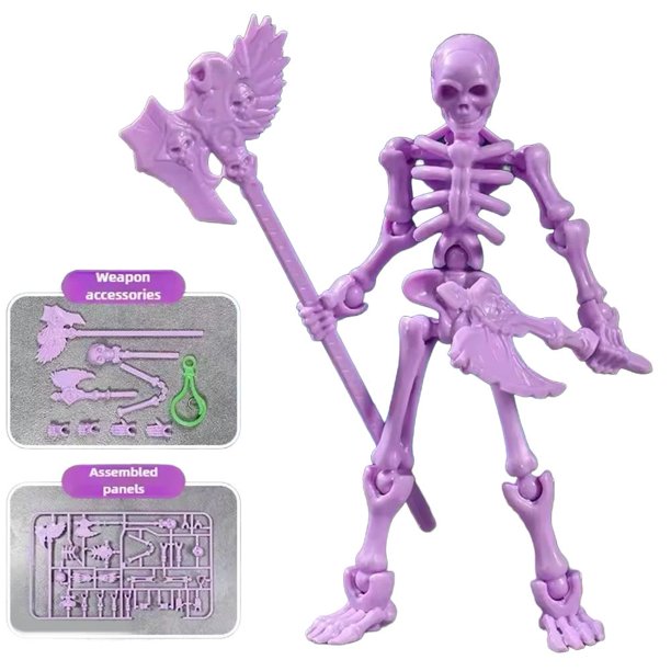 Muñeco de esqueleto impreso en 3D con articulaciones móviles - Adorno educativo para niños y coleccionistas - Plástico, 13 x 3,5 cm