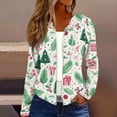 thumbnail image 2 of Women's Fashion Christmas Print Casual Zip-Up Long-Sleeve Hooded Jacket, for Outdoor Activities and Daily Use,Green,XL, 2 of 6