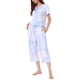 thumbnail image 4 of Conjunto de pijama para mujer INSPIRE CHIC, tie dye, de manga corta, pantalones capri con bolsillos, XL, multicolor, 4 of 6