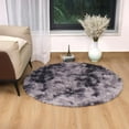 thumbnail image 3 of IR Imperial Rooms Solid Collection Shaggy 4x4Ft Round Rug for Living Room Fluffy Rug Grey Tie Dye, 3 of 12