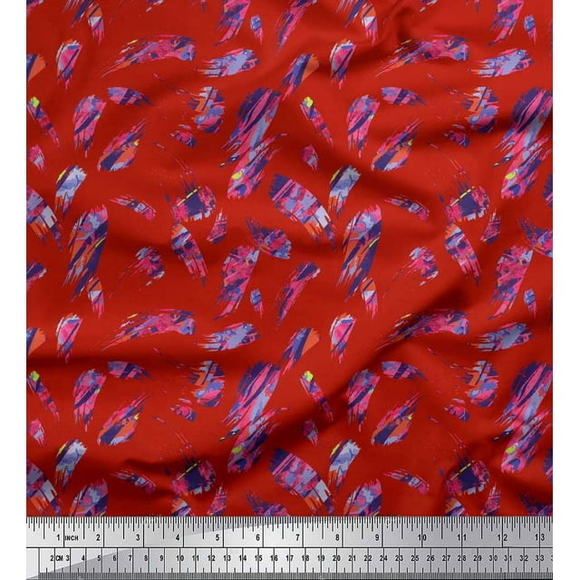 Soimoi Moss Georgette Fabric Brush Stroke Abstract Printed Fabric 1 Yard 42 Inch Wide