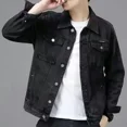 thumbnail image 3 of Abrigo vaquero con cremallera en V de alta calidad para hombre, nuevo en chaquetas vaqueras, ropa de marca de lujo elástica de diseñador para hombre, prendas de vestir de moda Joker Rock, 3 of 5