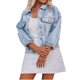 thumbnail image 2 of Pntutb Mujer Primavera y Otoño Solapa Lavada Moda Corta Agujero Suelto Manga Larga Bolsillo Chaqueta Vaquera top Selecciones Flash Pntutb Pntutb-4771, 2 of 9