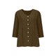 thumbnail image 5 of Craaazy Women Casual V Neck Blouse, Solid Color 3/4 Sleeve Button Down Shirt, Loose Fit Comfy Cotton Linen Top for Daily Wear Gifts, 5 of 6