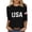Shirts-35Black, variant on Womens Long Sleeve Shirts USA Flag Graphic Tees 3/4 Sleeve Tops Crew Neck Regular Fit Basic Tees for Women Casual Daily Vacation Wear