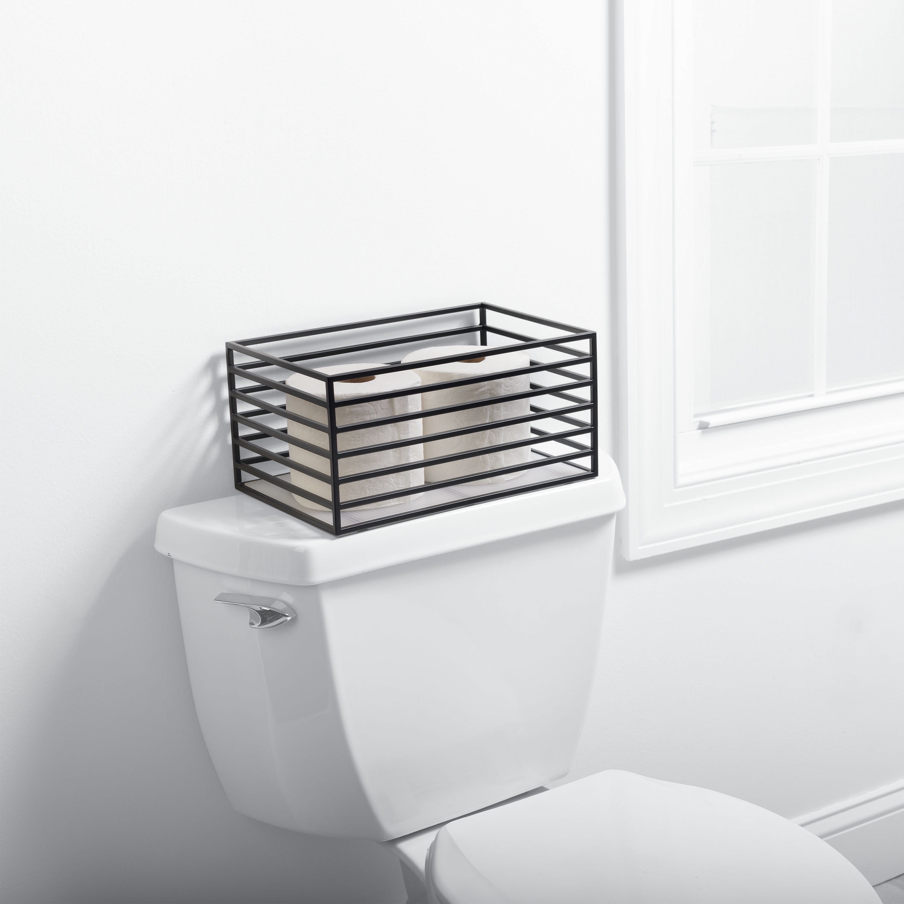(2 pack) Better Homes & Gardens Ribbed Metal Storage Basket, Matte Black