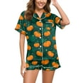 thumbnail image 2 of WTOBBY Women's Casual Halloween Pajama Set Loose Fit Short Sleeve Top with Elastic Waist Shorts Printed Two-Piece Sleepwear Home Lounge Wear Outfit,Army Green L, 2 of 6