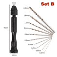 thumbnail image 1 of Mini Micro Aluminum Hand Drill With Keyless Chuck +10x Alloy Steel Twist Drills Rotary Tools Wood Drilling, 1 of 4