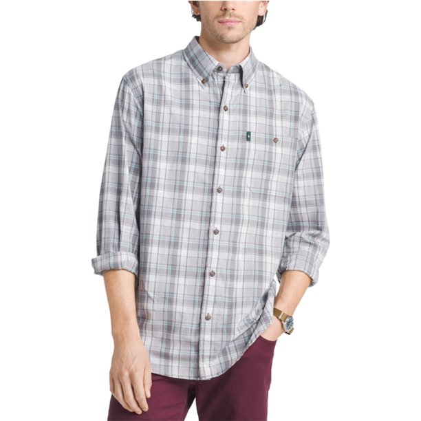 GH Bass & Co. Madawaska LS Button Up Shirt para hombre, gris, pequeño
