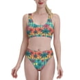 thumbnail image 2 of Picia Hawaii Palms Women's High Waisted Bikini Scoop Neck Swimsuit Two Pieces Bathing Suit-Small, 2 of 8