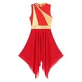 thumbnail image 5 of Haitryli Womens Praise Dance Outfit Asymmetric Hem Overlay Dress with Pants Worship Liturgical Red S, 5 of 7