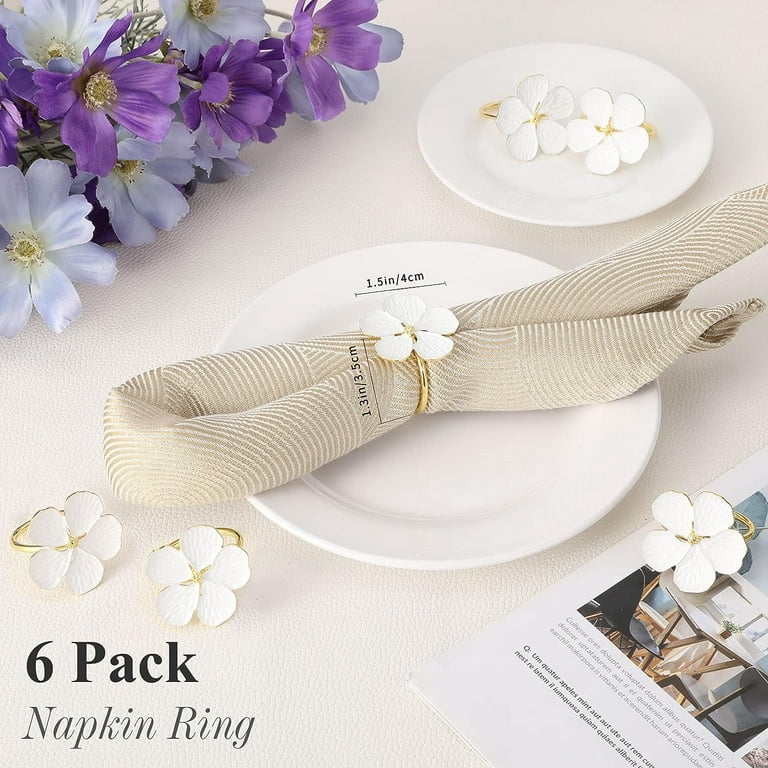 Flower Napkin Rings, Holiday Napkin Ring Holder, Exquisite Elegant Floral Napkins  Rings For Wedding Banquet Christmas Table Setting Decor