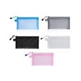thumbnail image 3 of 5Pcs Mesh Zipper Pouch Clear Document Bag Book File Folders Stationery Pencil Case Storage Bags 5 C, 3 of 5