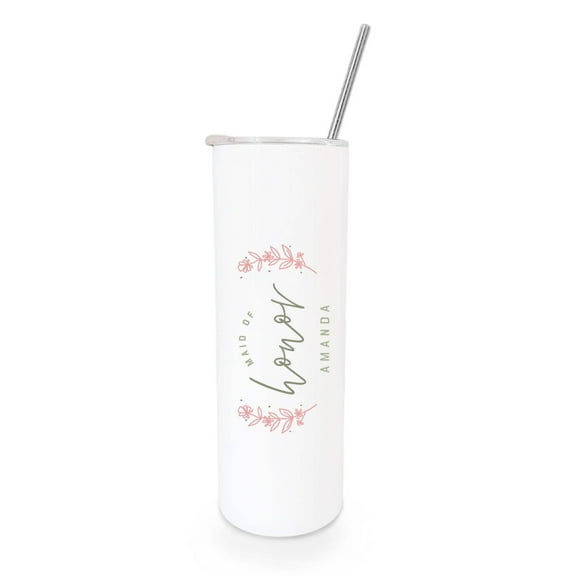 Personalized Name Floral Maid of Honor Wedding Tumbler
