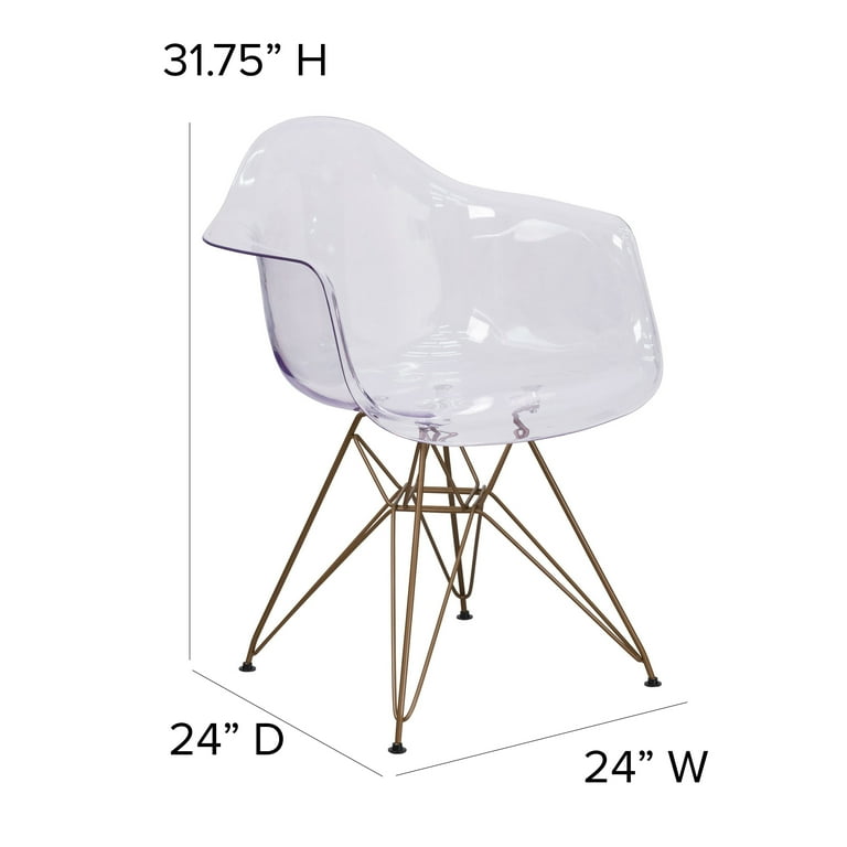 Flash furniture alonza series transparent outlet side chair with gold base