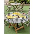 thumbnail image 4 of Outdoor Tablecloth with Umbrella Hole for Patio/Picnic/Party/Camping, Summer Lemon Watercolor Waterproof Table Cloth Round Cover Washable, Geometric Black Line Plaid (Dia 60"), 4 of 8