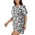 thumbnail image 2 of "Wukai Cute Panda Women's Pajama Set - Short-Sleeve Top and Shorts with Elastic Waistband and Pockets for Loungewear, Yoga, and Casual Wear-X-Large, 2 of 8