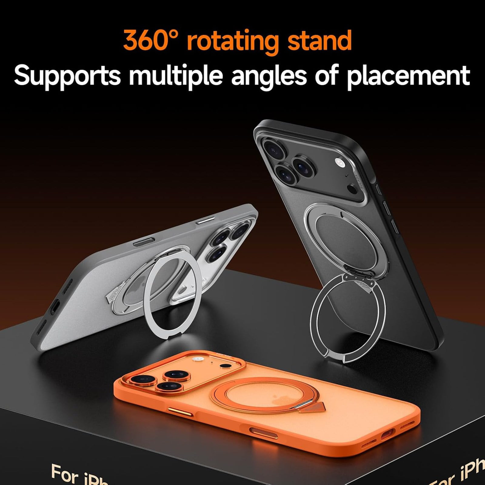 ELEHOLD Magnetic Case for 17, Compatible with Mag-safe,  Shockproof 360°Rotating Kickstand TPU Frame Matte PC Back Military Grade Phone Case for Men Women,Gray