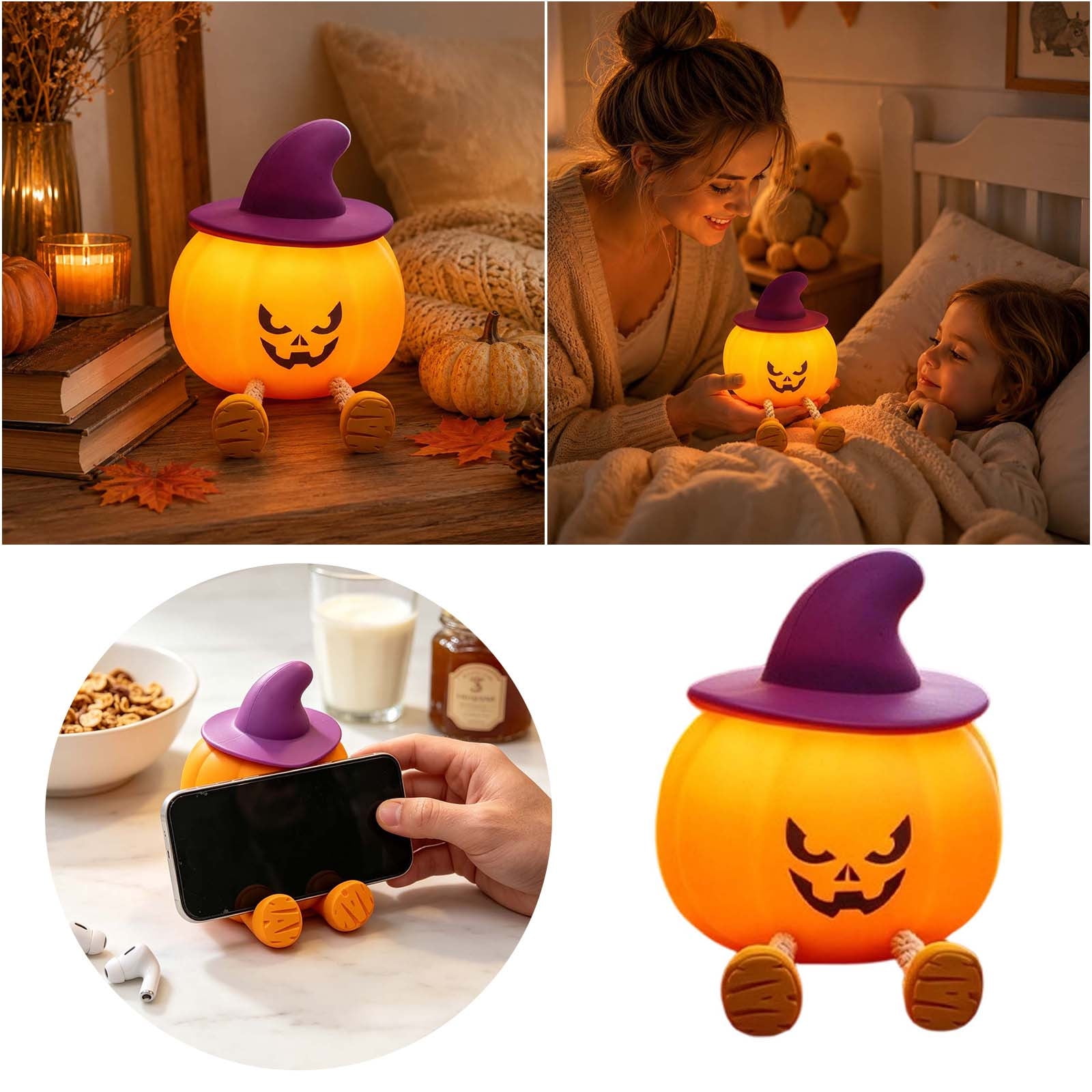 Halloween Pumpkin Cute And Colorful Portable USB Charging | Halloween Night Light Suitable For Holiday Parties And Home Decoration