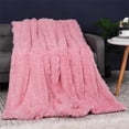 thumbnail image 3 of Unique Bargains Double-sided Fluffy Shaggy Faux Fur Blanket Pink Twin(60" x 80"), 3 of 8