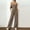 Khaki, variant on YTCAMLO One Piece Jumpsuits for Women Fashion Sleeveless Scoop Neck Ruched Summer Romper with Pockets Flowy Wide Leg Workout Jumpsuits