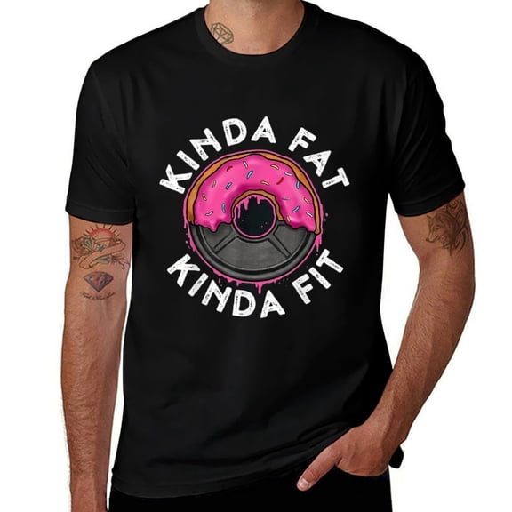 Kinda Fat Kinda Fit Funny Mens T Shirts Cotton Short Sleeve T-Shirt Crew Neck Tees Casual Shirt