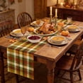 thumbnail image 2 of Orange Yellow Green Gingham Table Runner - 70 Inch Long Autumn Rustic Plaid Cotton and Linen Blended Dress Scarves Farmhouse Table Runner for Kitchen Dining, Coffee Table, 13" x 70", 2 of 8