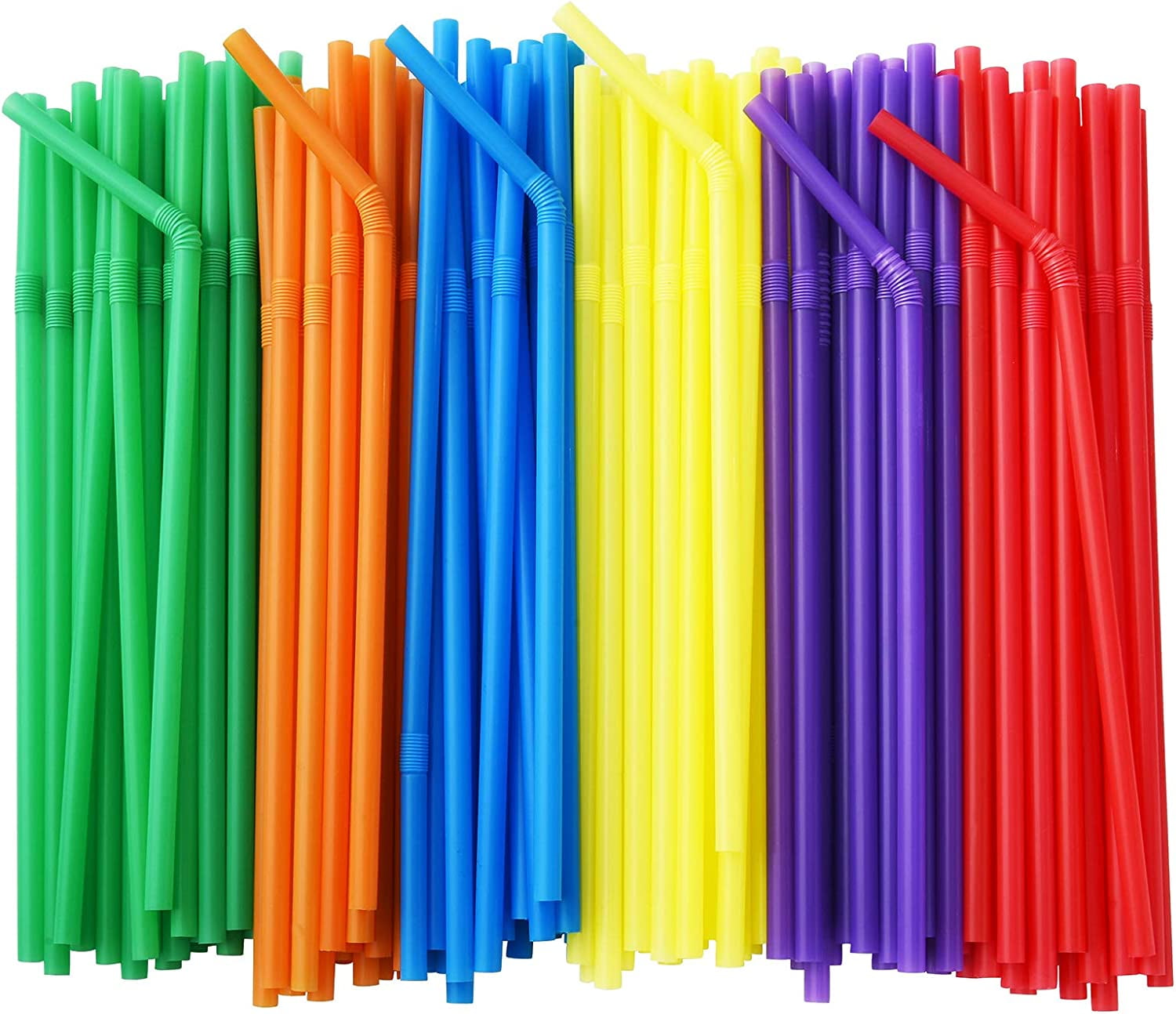 Happon 200 PCS Flexible Plastic Drinking Straws, 10.2 Inches Extra Long