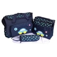 thumbnail image 1 of 4-in-1 Multi-function Car Pattern Large Capacity Baby Diaper Nappy Changing Pad Travel Mummy Bag Tote Handbag Set (Dark Blue), 1 of 1