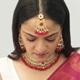 thumbnail image 4 of Efulgenz Indian Traditional Kundan Jewelry Set Red Crystal Choker Necklace Earrings with Maang Tikka Head Chain Bollywood Wedding Jewelry for Women, 4 of 6