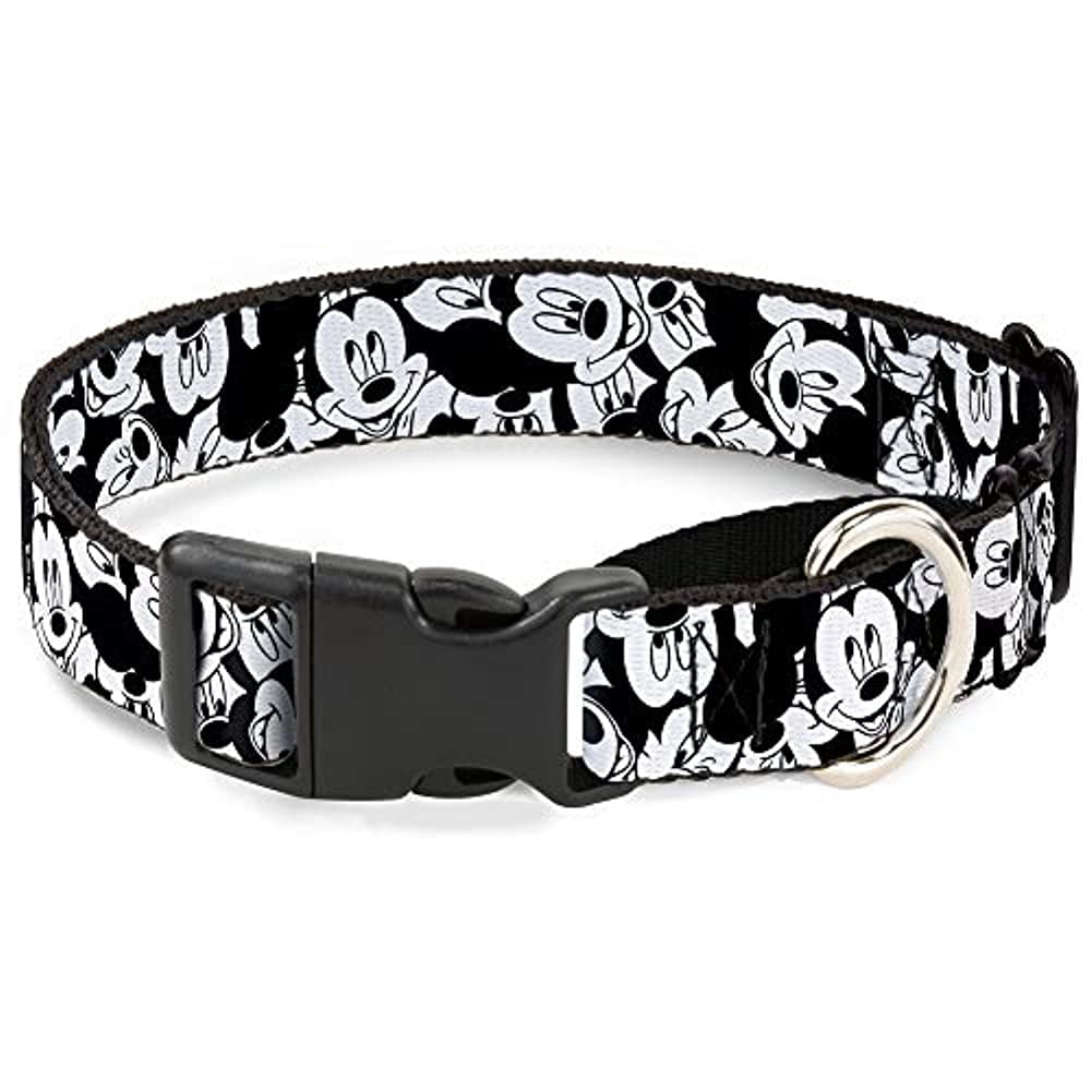 buckle-down martingale dog collar - mickey mouse expressions stacked white/black - 1" wide - fits 11-17" neck size - medium