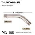 thumbnail image 3 of Shower Arm 6 Inch Stainless Steel Wall Mounted Shower Arm with 1/2 Inch Threaded IPS, Brushed Nickel Finish, 3 of 7