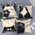 thumbnail image 2 of Set of 4 Cat Pillow Cases, Throw Cushion Cover Cotton Linen Pillowcase Home Decoration,45x45cm,Cat, 2 of 5