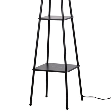 MAINSTAYS CHARCOAL FINISH METAL ETAGERE FLOOR LAMP WITH SHELVES