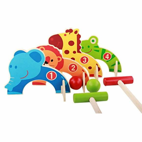 Jingsheng Kids Croquet Set Cartoon Wood Gate Ball Toys Kids Development Toy Parent Child Game