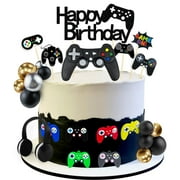 28 PCS Video PresNok Game Birthday Cake Toppers Controller Headset Ball Cake Decoration for Video Game Theme Birthday Party Supplies