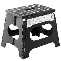 Casafield 11" Folding Step Stool with Handle - Black, Collapsible Foot Stool for Adults