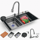 thumbnail image 2 of Fregadero Tarja de Cocina Acero Inoxidable 75×45 cm con Grifo Cascada & Extraíble, Antihuella – Incluye Tabla, Colador y Dispensador de Jabón - Negro Matte, 2 of 7