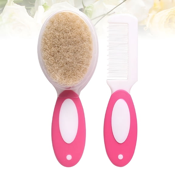 ACDANC Baby Hairbrush 2pcs in 1 Set Pink Baby Hairbrush Newborn Baby Care Hair Brush Infant Hair Comb Head Massager
