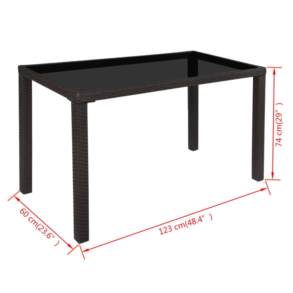 Kepooman 5 Pcs Patio Rattan Dining Table Sets with Glass Table for Outdoor Garden, Brown Kepooman 5 Pcs Patio Rattan Dining Table Sets with Glass Table for Outdoor Garden, Brown
