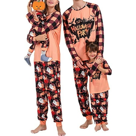 

Cathery Family Pajamas Matching Sets Halloween Party Pumpkin Sleepwear for Adults Kids Holiday PJS Set