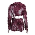 thumbnail image 6 of hirigin Female Mummy Festive Outfits Sets Long Sleeve O Neck Tassel Crop Tops + Tie Dye Print Shorts, 6 of 9