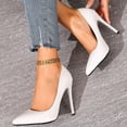 thumbnail image 3 of Stylago Women's Closed Pointed Toe High Heels Dress Wedding Pumps Shoes Leather Trendy Stiletto for Ladies Work Business Size 7 White, 3 of 7