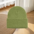thumbnail image 5 of Women's Waffle Knit Beanie, Solid Color Rolled Brim Slouchy Hat, Thickened Winter Warm Cuffed Hat for Outdoor, Casual Daily Wear and Gift Blackish Green, 5 of 7