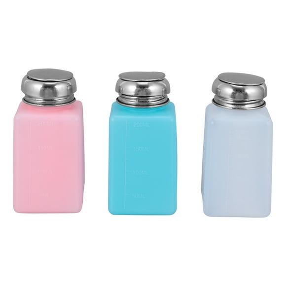 3 unids 200 ml presionando botellas de alcohol dispensador vacío para removedor de esmalte de uñas