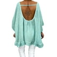thumbnail image 2 of Uhndy Women's Summer Backless 3/4 Sleeve Tops Casual Blouse Plus Size Tunic Shirts-LQ, 2 of 2