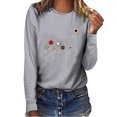 thumbnail image 1 of CEHVOM T-shirt Décontracté Imprimé pour Femmes Col Rond Manches Longues Blouse, 1 of 4