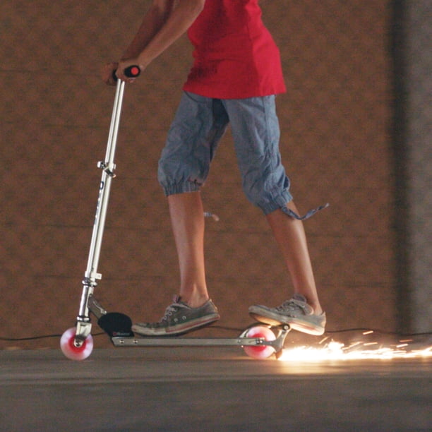 Razor Spark Ultra Folding Kick Scooter - Red, LED Light-up Wheels