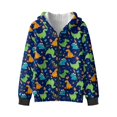 thumbnail image 2 of FUIALDOLG Boys Winter Jacket Cute Dinosaur Print Boys Blue Hoodies Kids Full Zip Hoodie Boys Jacket Warm Cozy Outwear Coat with Pockets, Size S, 2 of 7